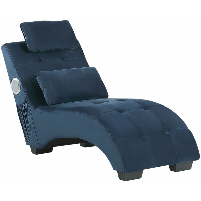 foto del prodotto beliani chaise longue in velluto blu con altoparlante bluetooth simorre