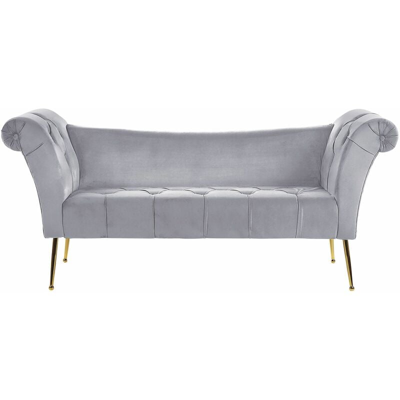 foto del prodotto beliani chaise longue in velluto grigio e gambe dorate in metallo stile retr nantilly