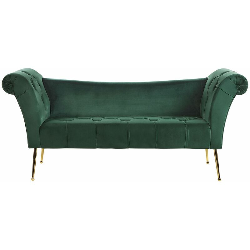 foto del prodotto beliani chaise longue in velluto verde e gambe dorate in metallo stile retr nantilly