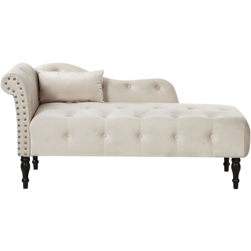 foto del prodotto beliani chaise longue retr a sinistra in velluto con cuscino beige chiaro ivry