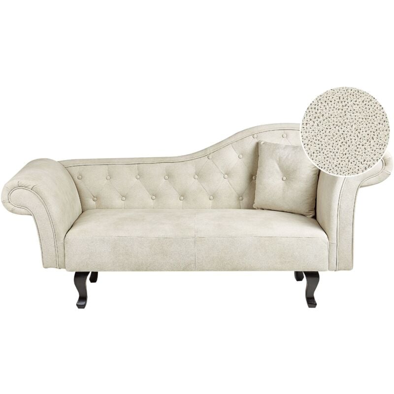 foto del prodotto beliani chaise longue stile retr lato destro velluto beige chiaro lattes