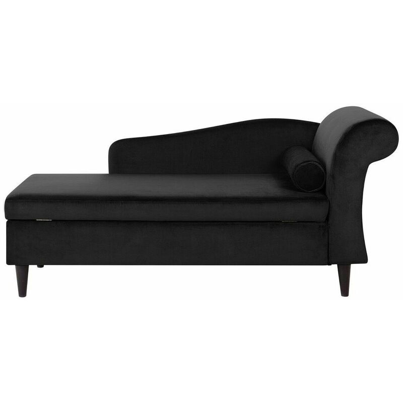 foto del prodotto beliani chaise longue velluto nero con vano portaoggetti versione destra luiro