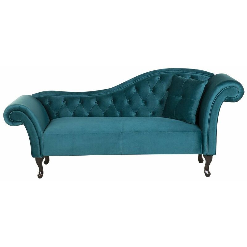 foto del prodotto beliani chaise longue versione destra velluto verde acqua lattes