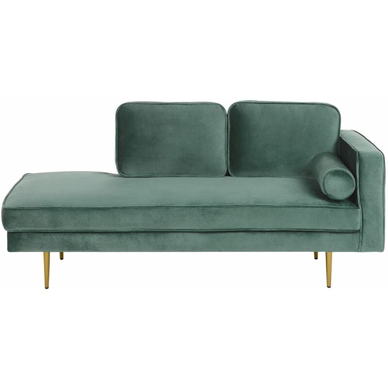 foto del prodotto beliani chaise longue versione destra velluto verde menta piedi in metallo miramas