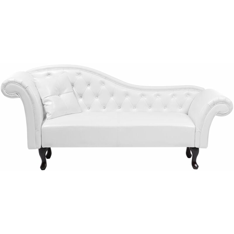 foto del prodotto beliani chaise longue versione sinistra ecopelle bianca stile chesterfield vintage lattes