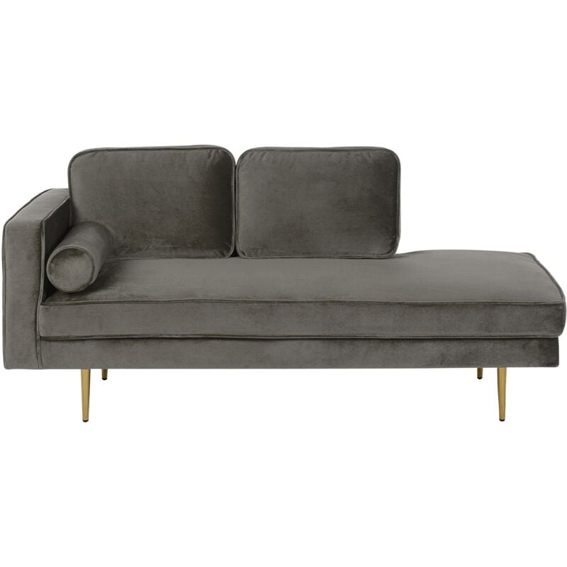foto del prodotto beliani chaise longue versione sinistra velluto taup piedi in metallo e cuscini miramas