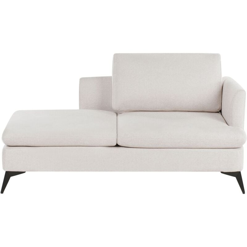 foto del prodotto beliani chaise lounge moderna a destra rivestimento in tessuto poliestere con cuscino gambe in metallo beige chiaro sievoz