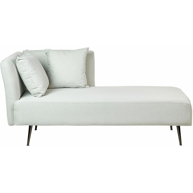 foto del prodotto beliani chaise lounge moderna a sinistra rivestimento in tessuto poliestere con cuscini gambe in metallo verde menta riom