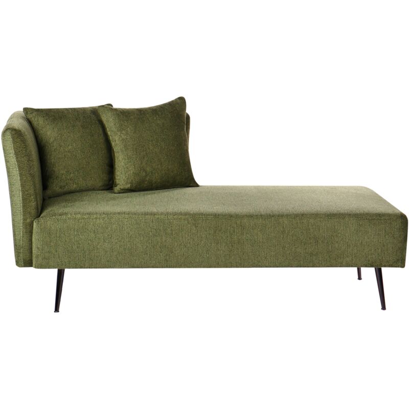 foto del prodotto beliani chaise lounge moderna a sinistra rivestimento in tessuto poliestere con cuscini gambe in metallo verde menta riom
