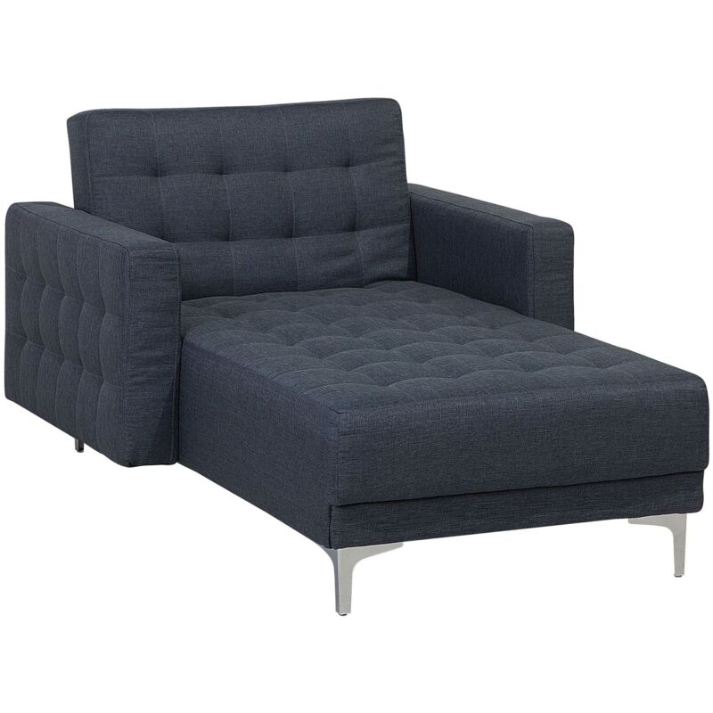 foto del prodotto beliani chaise lounge reclinabile tessuto grigio scuro trapuntato piedini argento aberdeen