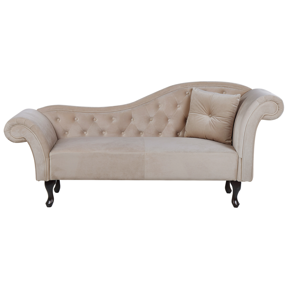 foto del prodotto beliani chaise lounge stile retr vintage lato destro velluto beige lattes