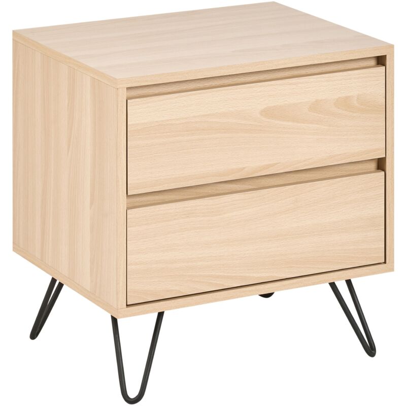 foto del prodotto beliani comodino 2 cassetti in truciolato marrone chiaro cardigan