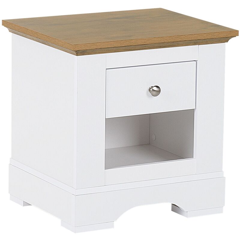 foto del prodotto beliani comodino bianco legno chiaro winglay