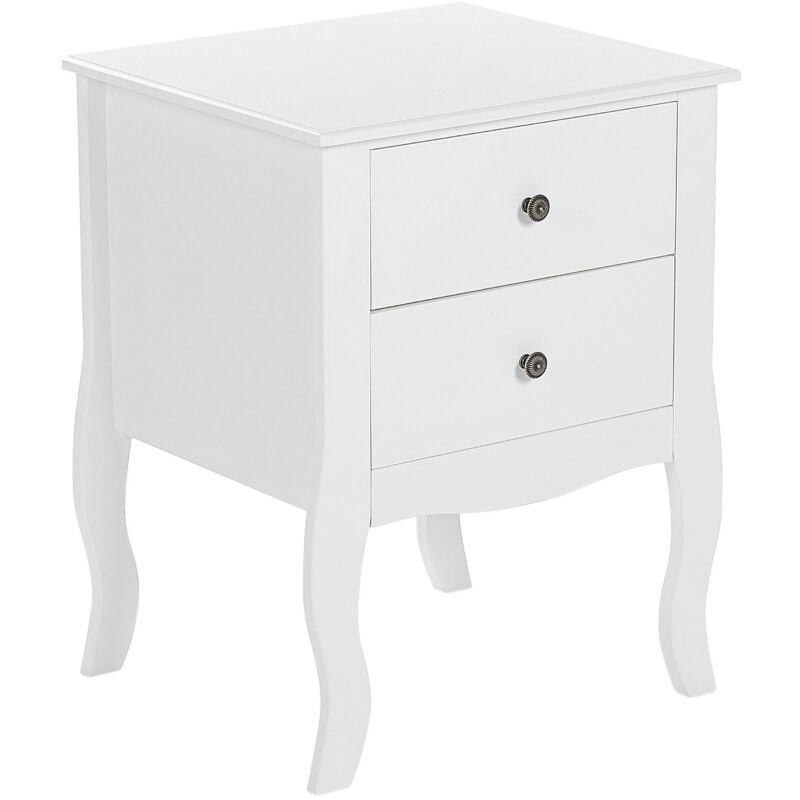 foto del prodotto beliani comodino scandinavo camera da letto in mdf bianco 2 cassetti lane