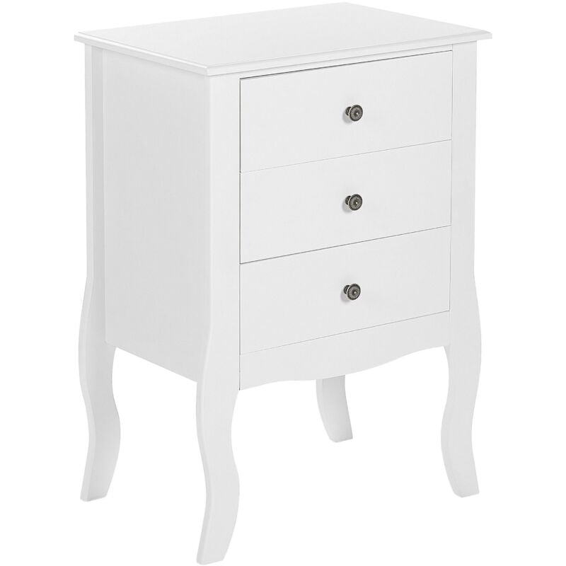 foto del prodotto beliani comodino scandinavo camera da letto in mdf bianco 3 cassetti lane