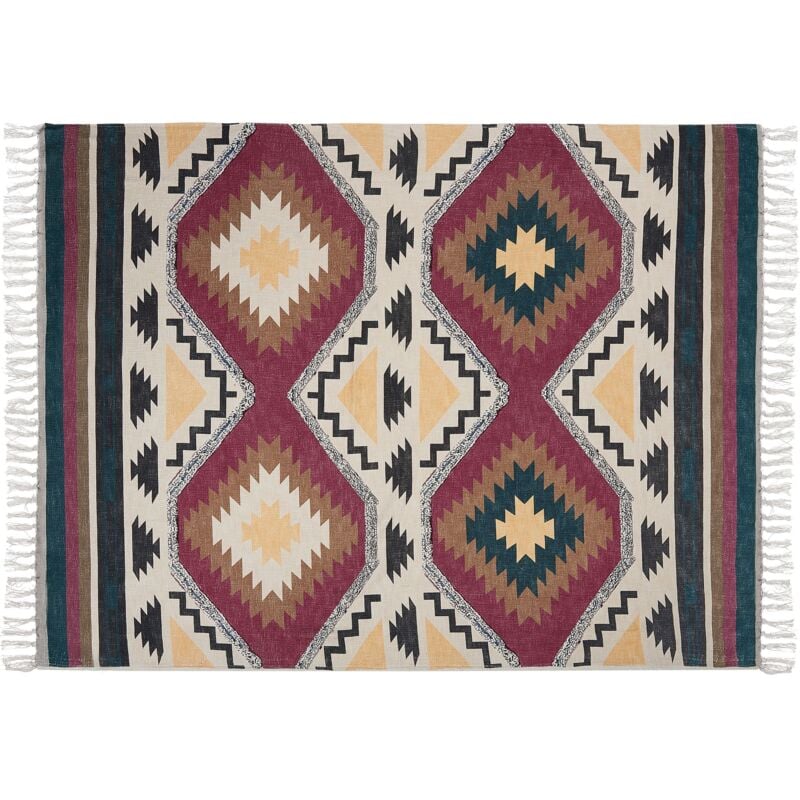 foto del prodotto beliani coperta copriletto cotone motivo decorativo stile boho 130 x 180 cm multicolore nagon