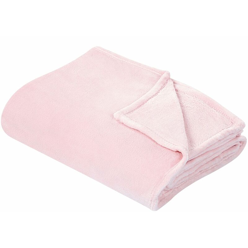 foto del prodotto beliani coperta plaid in poliestere rosa 200 x 220 cm morbido bayburt