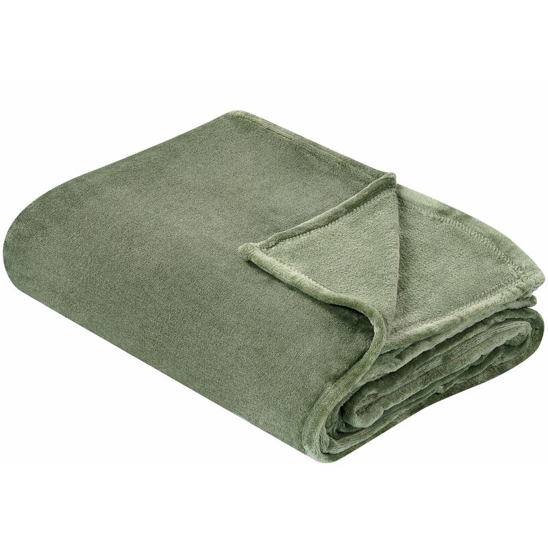 foto del prodotto beliani coperta plaid in poliestere verde 200 x 220 cm morbido bayburt