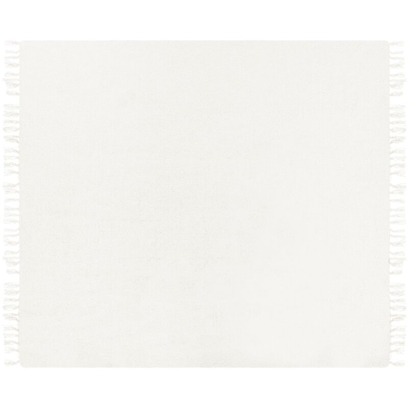 foto del prodotto beliani coperta tessuta a mano con frange 200 x 220 cm bianco crema chaohani