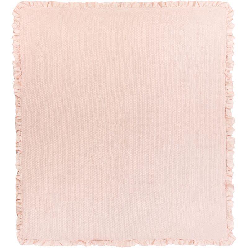 foto del prodotto beliani copriletto con balza decorativo in cotone 220 x 200 cm rosa pastello hatton