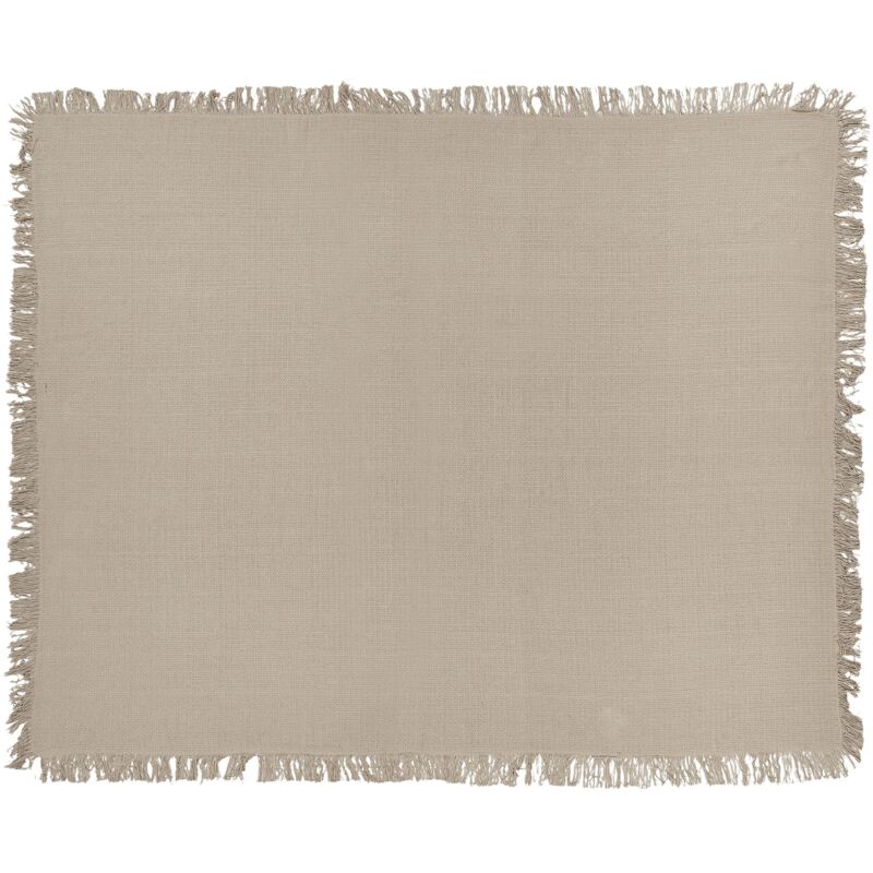 foto del prodotto beliani copriletto decorativo con frange in cotone 150 x 200 cm tortora yerbent