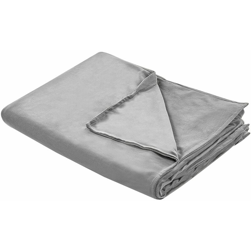 foto del prodotto beliani copripiumino per coperta ponderata moderno in tessuto di poliestere 120 x 180 cm con motivo a tinta unita grigio rhea