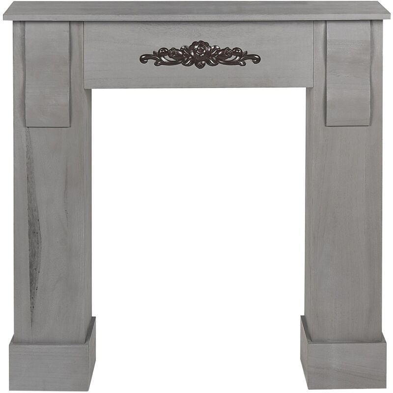 foto del prodotto beliani cornice per camino in legno grigio 97 x 99 cm rivestimento classico fresato mandre
