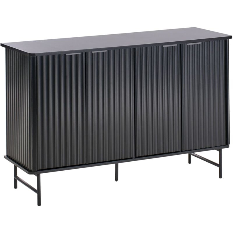 foto del prodotto beliani credenza 4 ante mdf nero gambe in metallo glastonbury