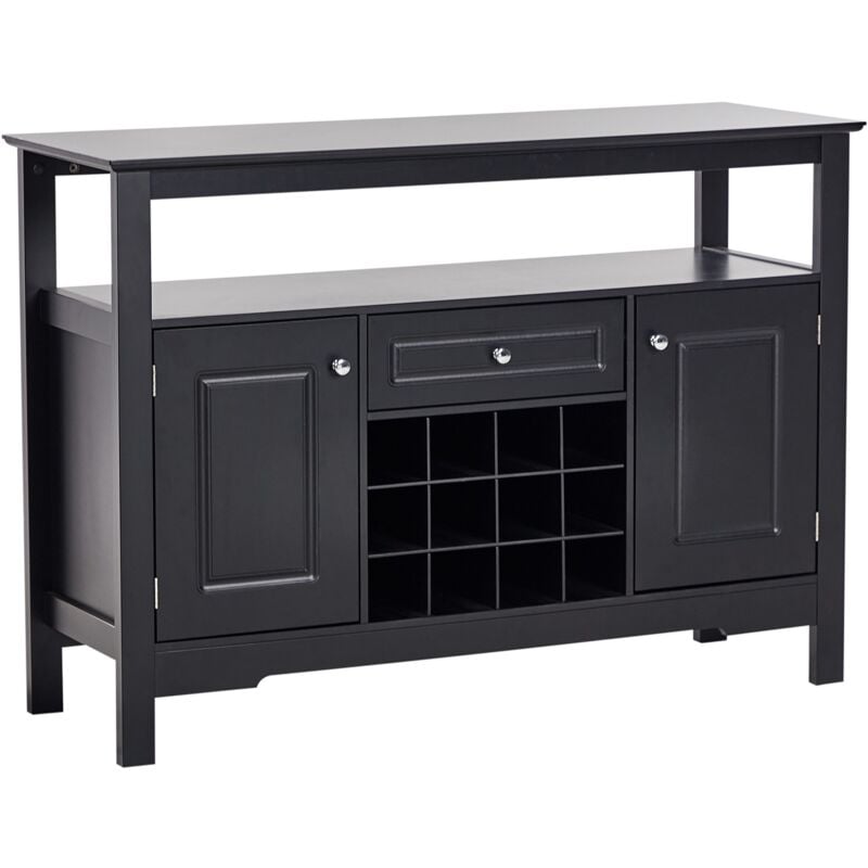 foto del prodotto beliani credenza a 2 ante in vetro con ripiani e cassetto portabottiglie meditarrean stile elegante nero timboon