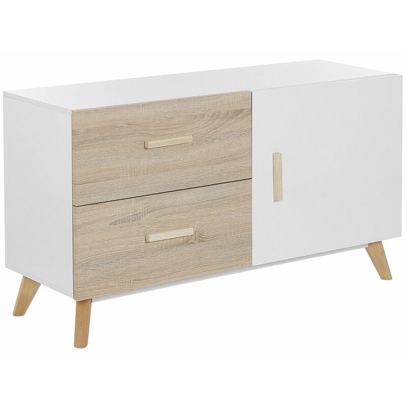 foto del prodotto beliani credenza a 2 cassetti in color bianco e marrone fili