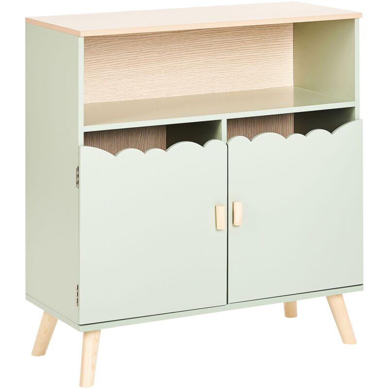 foto del prodotto beliani credenza con motivo a casetta per la camera dei bambini in mdf di pino verde chiaro lackey