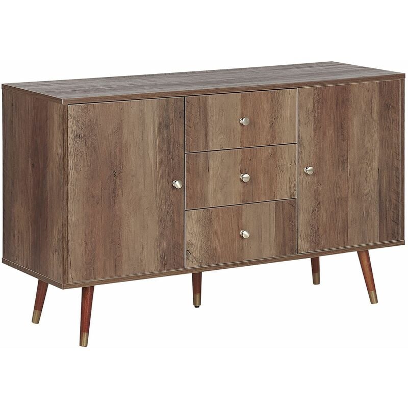 foto del prodotto beliani credenza rustica con cassettiere ed ante in legno scuro ulika