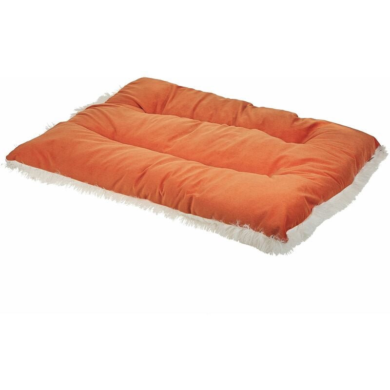 foto del prodotto beliani cuccia animali letto per cani lettino gatti velluto arancione con nappe 90 x 60 cm ergani