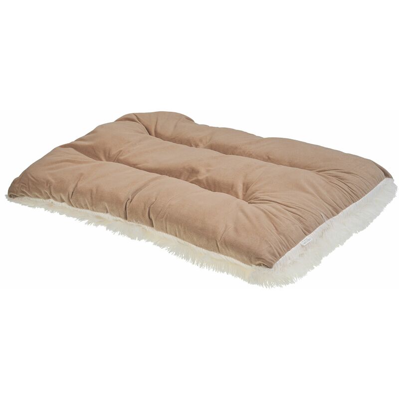foto del prodotto beliani cuccia animali letto per cani lettino gatti velluto beige con nappe 60 x 45 cm ergani