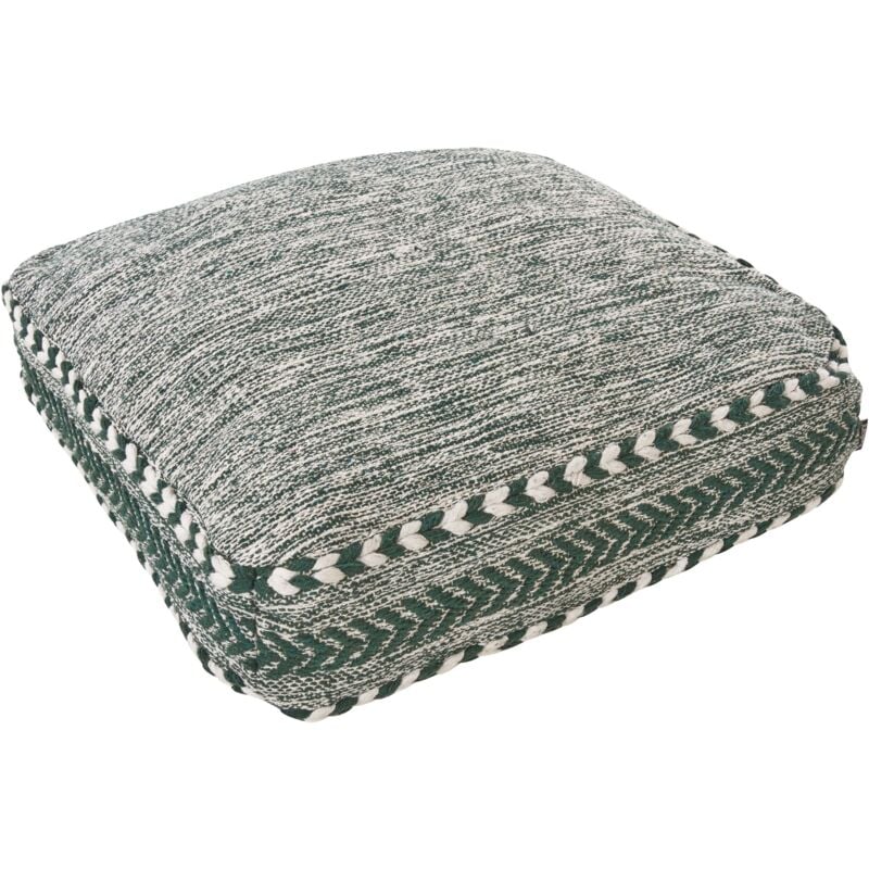foto del prodotto beliani cuscino da pavimento boho pouf in cotone 60 x 60 x 12 cm verde e bianco birch