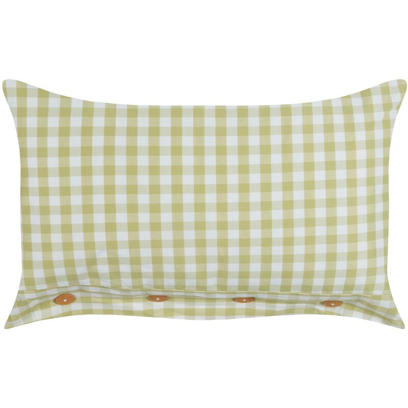 foto del prodotto beliani cuscino decorativo a quadretti verde oliva e bianco con bottoni 40 x 60 cm talya