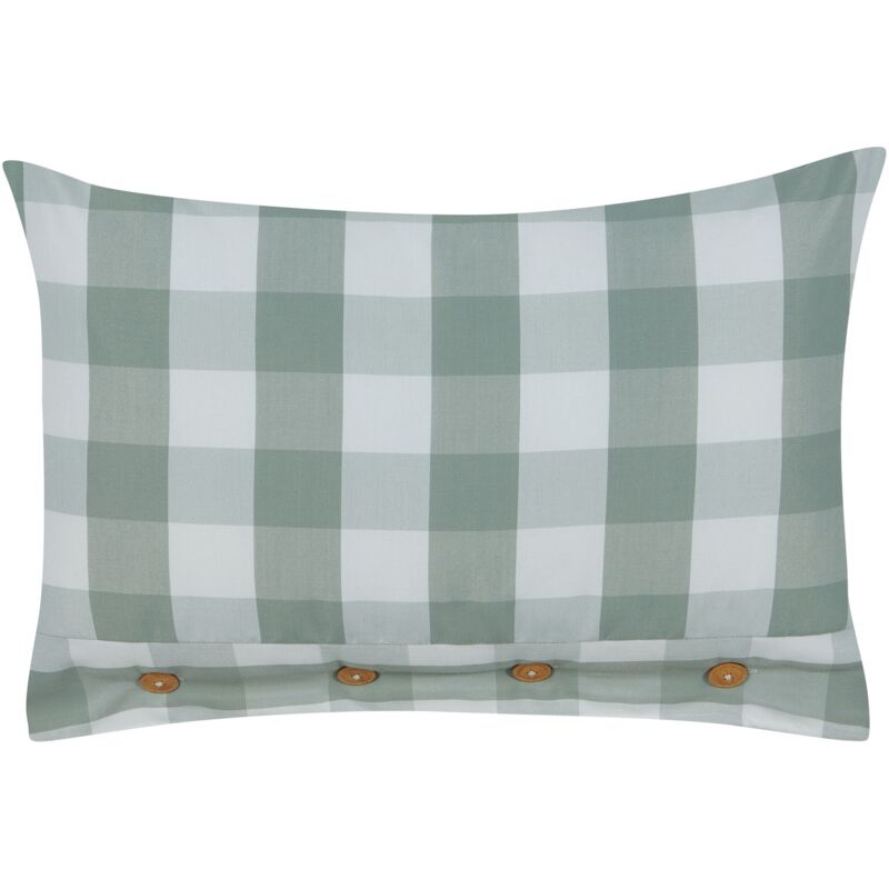 foto del prodotto beliani cuscino decorativo in cotone con motivo a quadri 40 x 60 cm verde menta e bianco tamnine