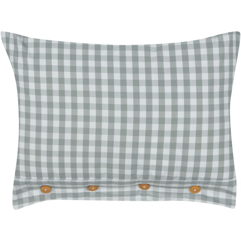 foto del prodotto beliani cuscino decorativo verde e bianco con motivo a scacchi quadrato con bottoni 40 x 60 cm talya