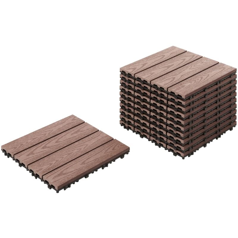 foto del prodotto beliani decking composito wpc pavimentazione all aperto resistente alle intemperie piastrelle per terrazze marrone atessa