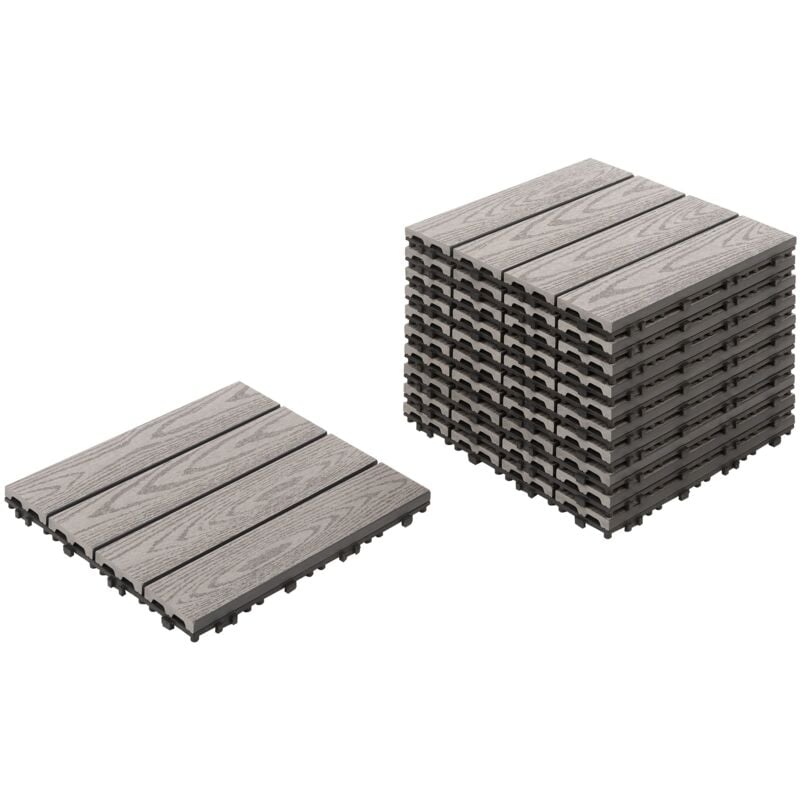 foto del prodotto beliani decking composito wpc pavimentazione all aperto resistente alle intemperie piastrelle per terrazze marrone grigio atessa