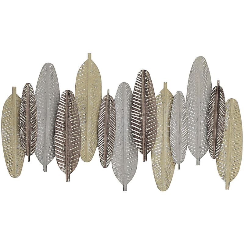 foto del prodotto beliani decorazione da parete foglie metallo oro e argento moderne 66 x 37 cm antimony