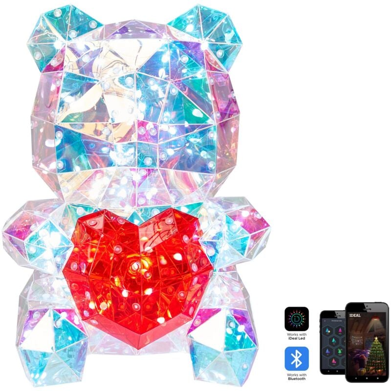 foto del prodotto beliani decorazione intelligente a led orso cangiante olografico rgb con app usb in polvere rigel multicolore