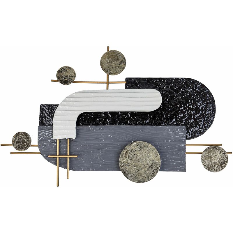 foto del prodotto beliani decorazione murale in metallo nero e oro 86 x 55 cm geometrico lutetium