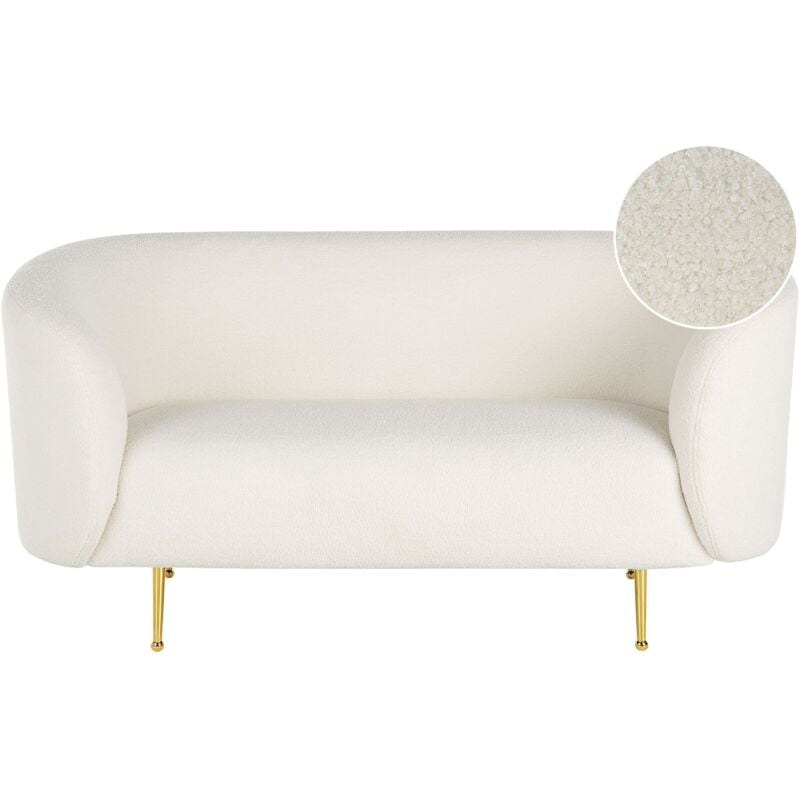 foto del prodotto beliani divano 2 posti in poliestere bianco con gambe dorate stile glamour loen