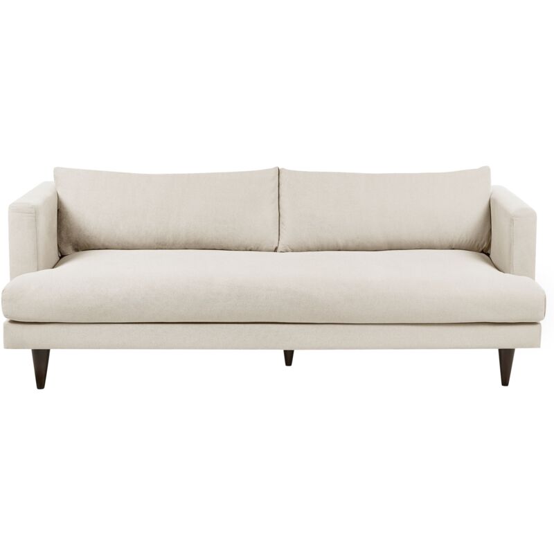 foto del prodotto beliani divano a 3 posti in tessuto soggiorno stile moderno gambe in legno scuro beige chiaro jarpen