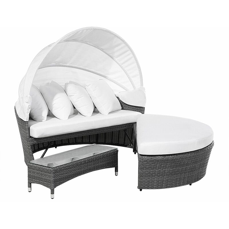 foto del prodotto beliani divano coperto da giardino in rattan grigio sylt sylt lux
