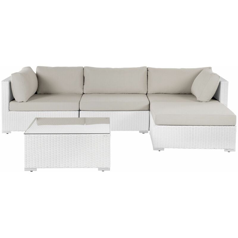 foto del prodotto beliani divano da giardino in rattan bianco sano sano
