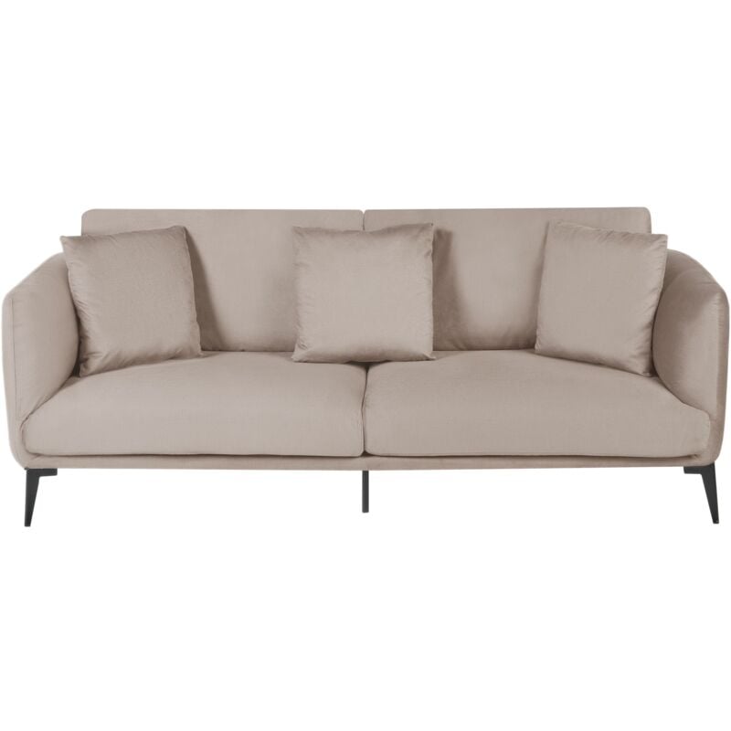 foto del prodotto beliani divano in velluto a 3 posti beige con cuscini gambe in metallo bodum