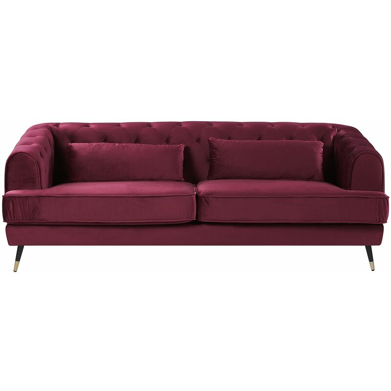 immagine 0 del prodotto beliani divano in velluto bordeaux stile chesterfield con cuscini 195 x 70 cm sletta