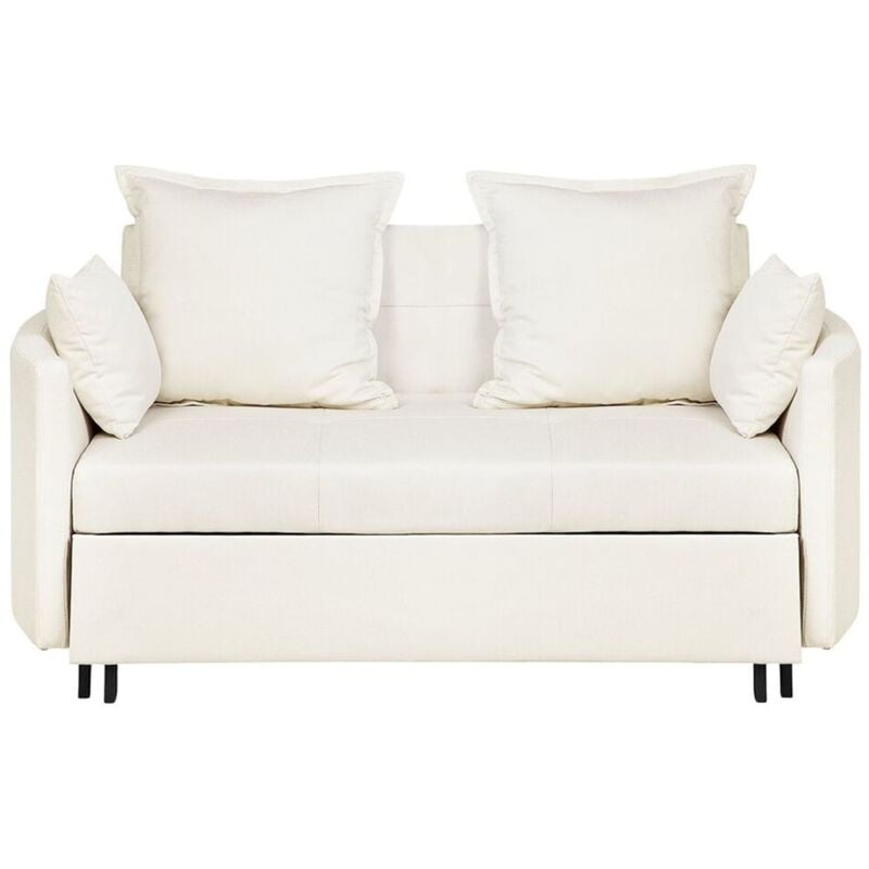 foto del prodotto beliani - divano letto 2 posti in tessuto beige chiaro hovin